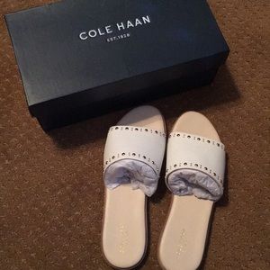 Cole Haan white studded sandals